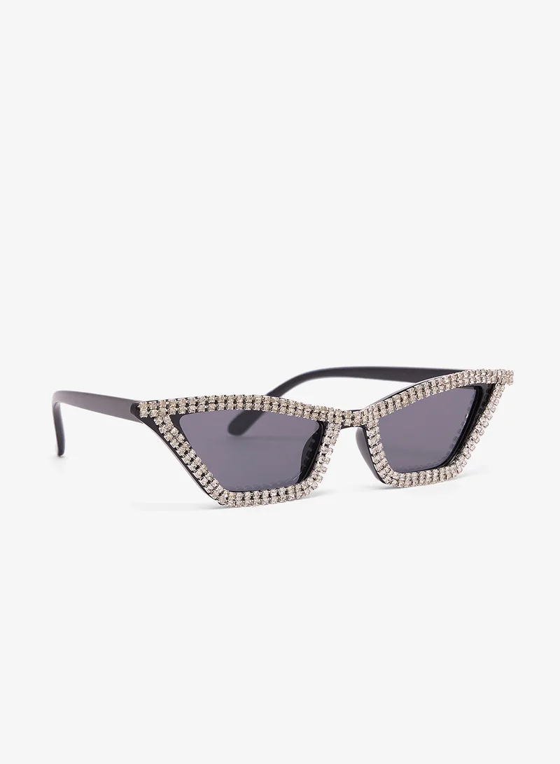 جينجر Rhinestone Embellished Cat Eye Sunglasses